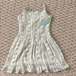 Derek Heart Floral Dress in Cream and Blue